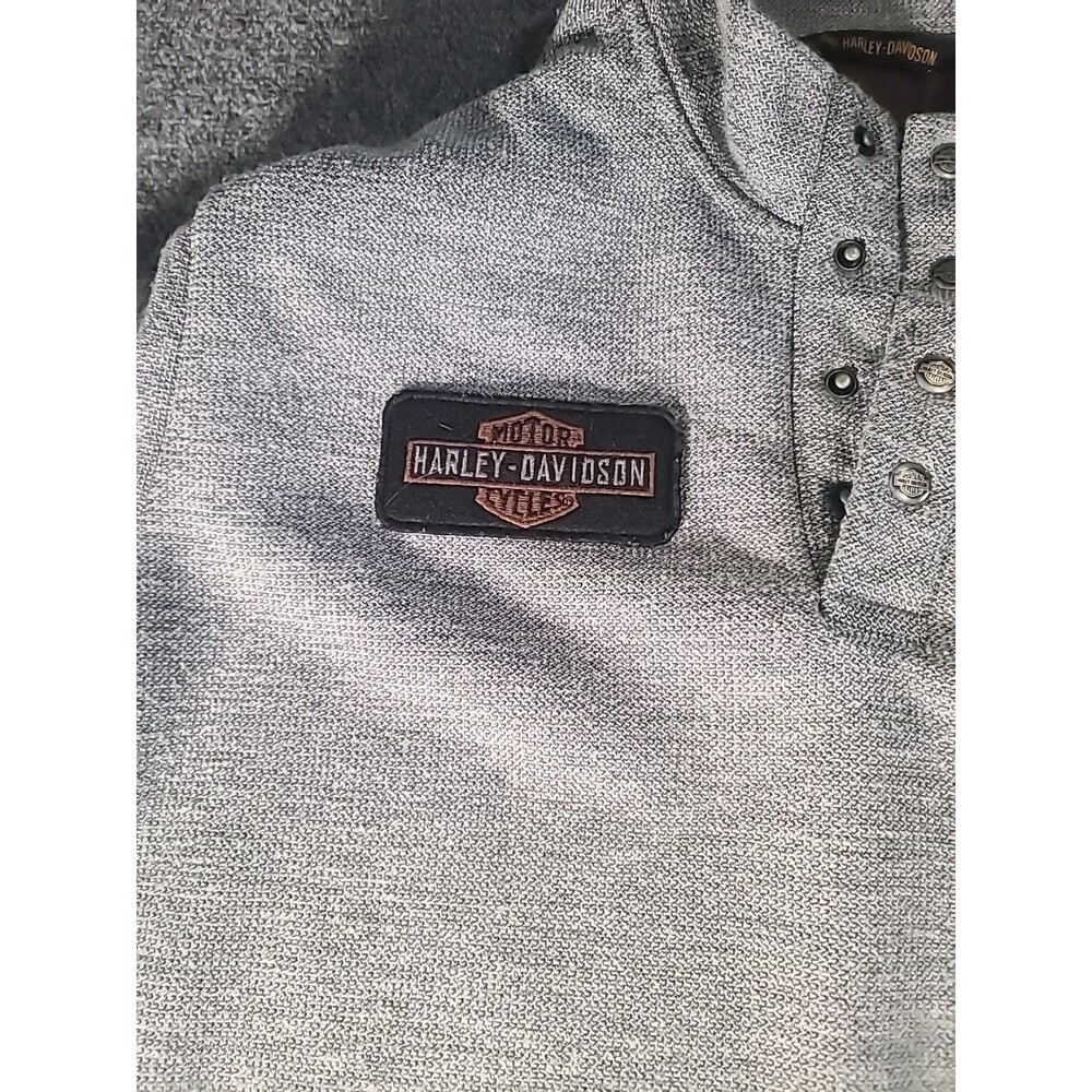 Harley Davidson 1/4 Button Heavy Sweater Sweatshirt Grey Size 2xl Pullover - Picture 3 of 13